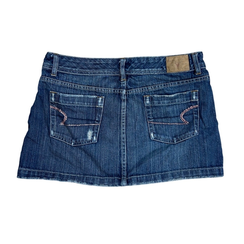 Y2K Denim Micro Mini Skirt Low Rise Pink‎ Sequin 8 Distressed preppy